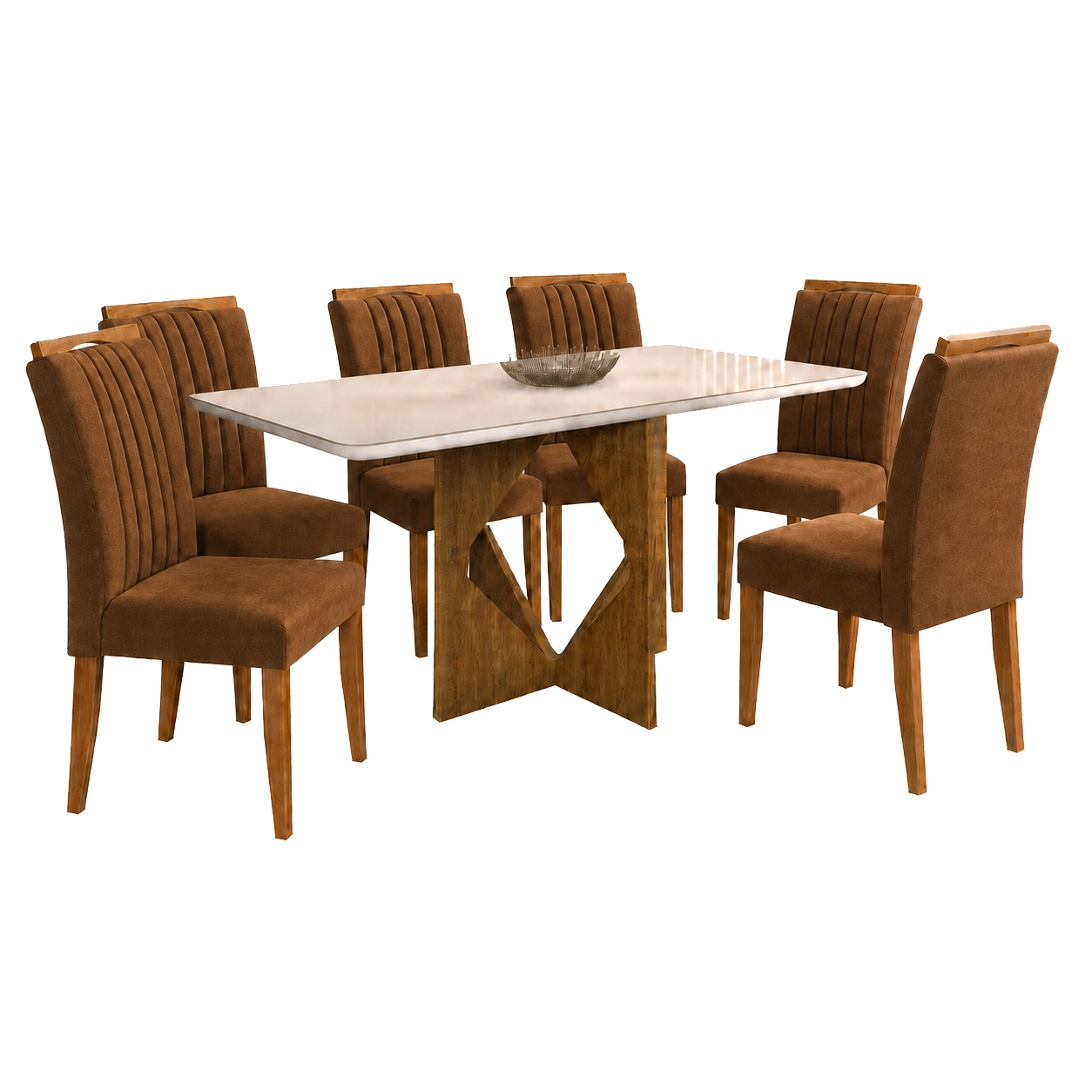 Mesa de Jantar Madrid 160x80cm com 6 Cadeiras Marselha em Veludo Estofadas Minas Plac - Imagem 5