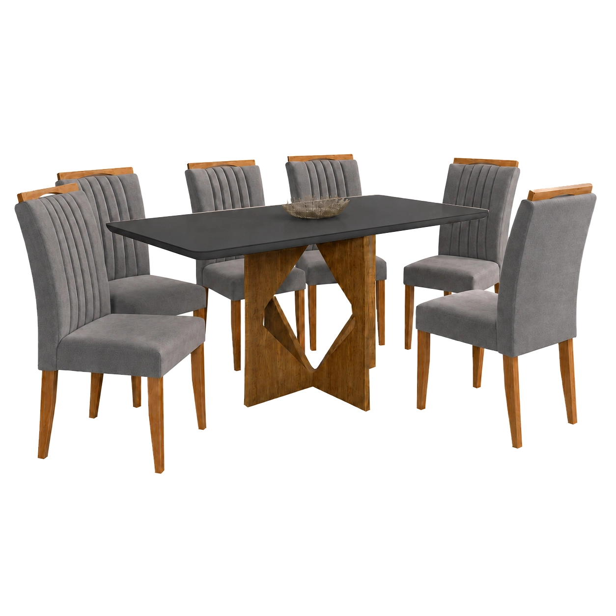 Mesa de Jantar Madrid 160x80cm com 6 Cadeiras Marselha em Veludo Estofadas Minas Plac - Imagem 7