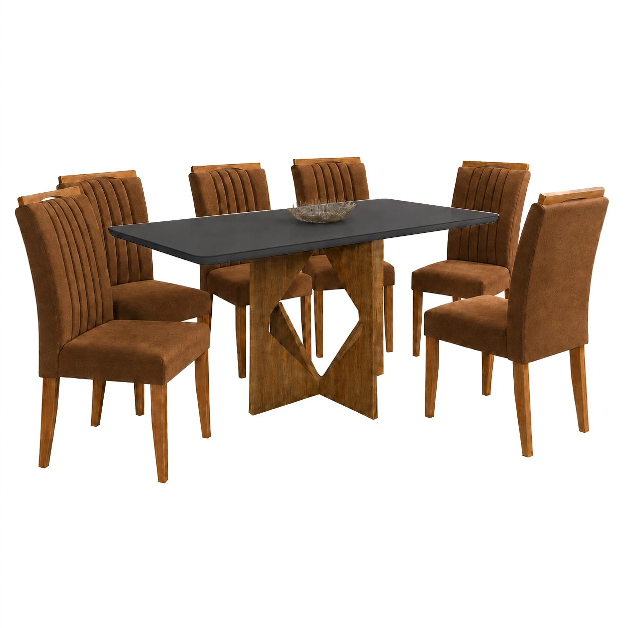 Mesa de Jantar Madrid 160x80cm com 6 Cadeiras Marselha em Veludo Estofadas Minas Plac - Imagem 8