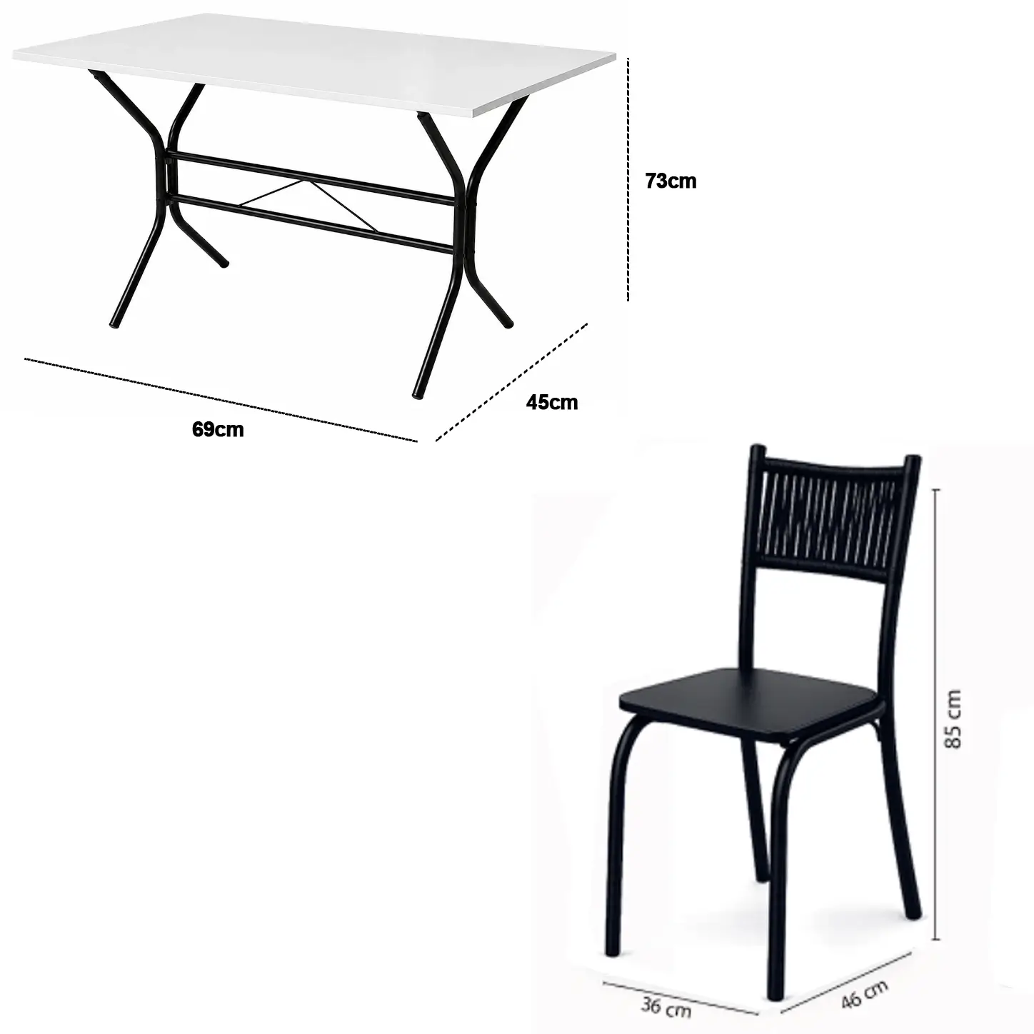 Mesa de Jantar Nexus 69x45cm com 4 Cadeiras Atenas em Courino Aço Tubo Minas - Imagem 2