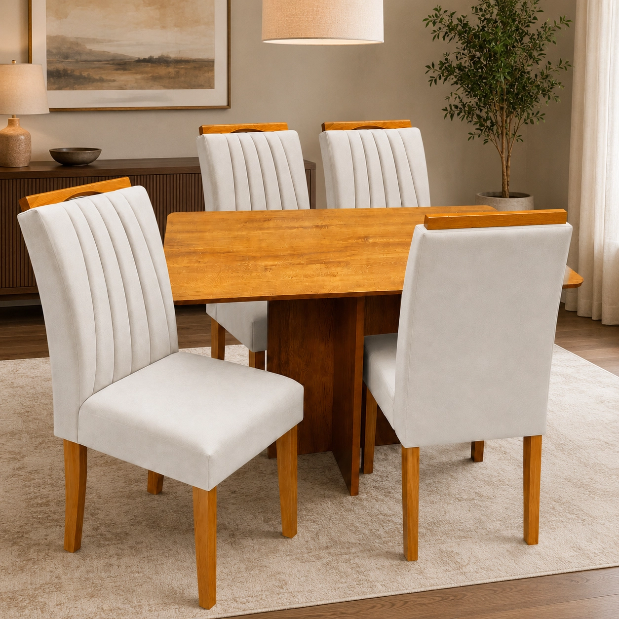 Mesa de Jantar Salina 120x80cm Sem Vidro com 4 Cadeiras Marselha em Veludo Estofadas Cel Móveis - Imagem 3