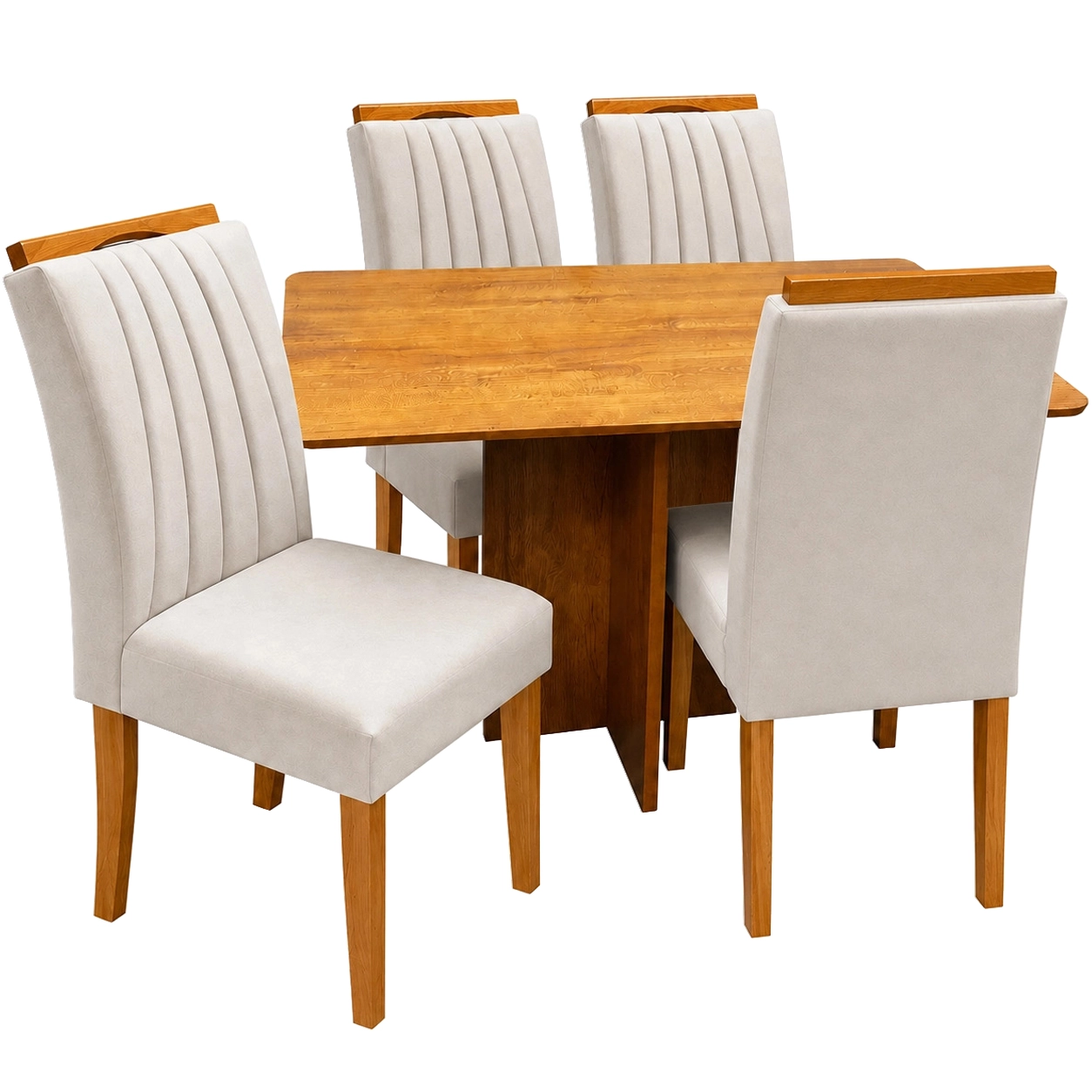 Mesa de Jantar Salina 120x80cm Sem Vidro com 4 Cadeiras Marselha em Veludo Estofadas Cel Móveis