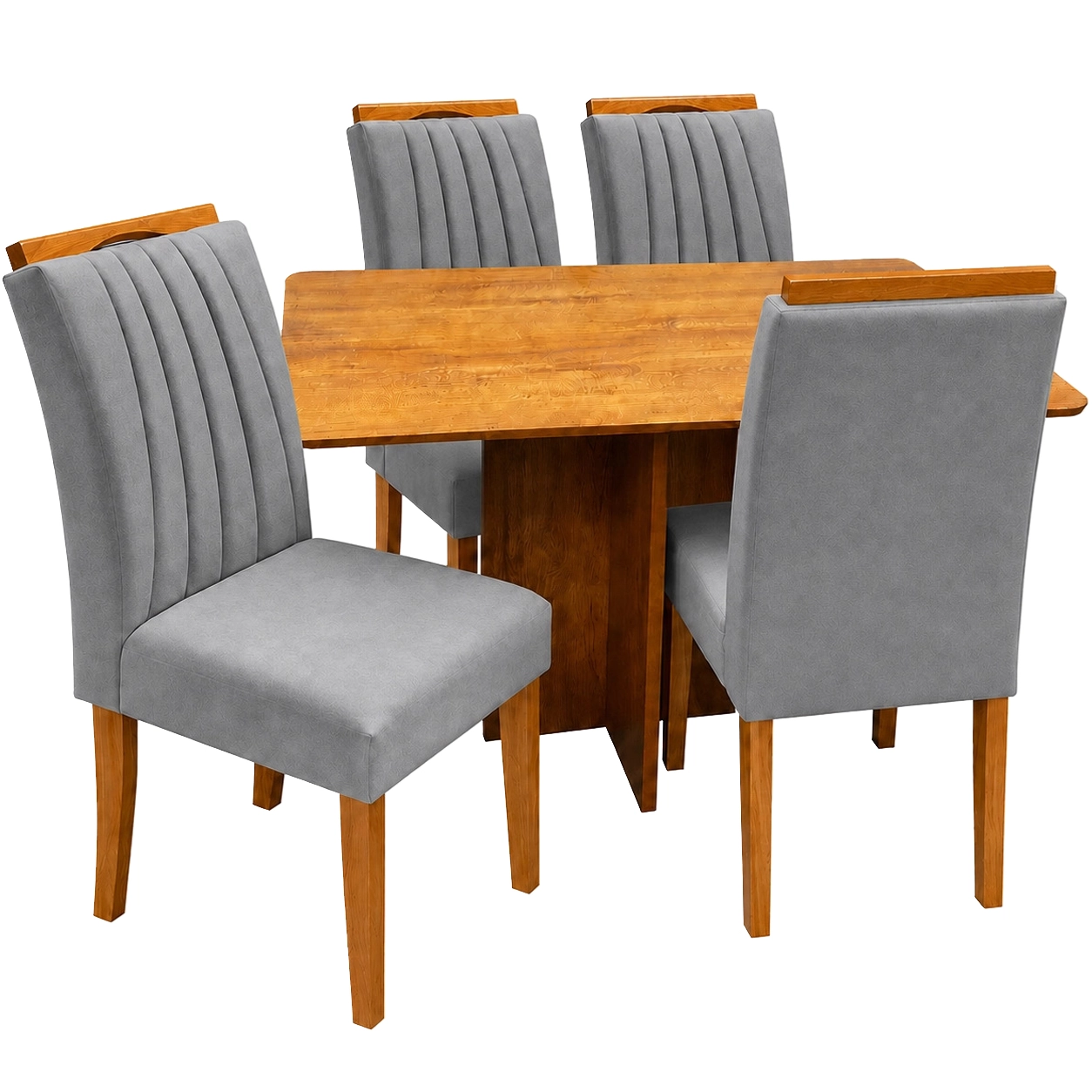 Mesa de Jantar Salina 120x80cm Sem Vidro com 4 Cadeiras Marselha em Veludo Estofadas Cel Móveis - Imagem 4