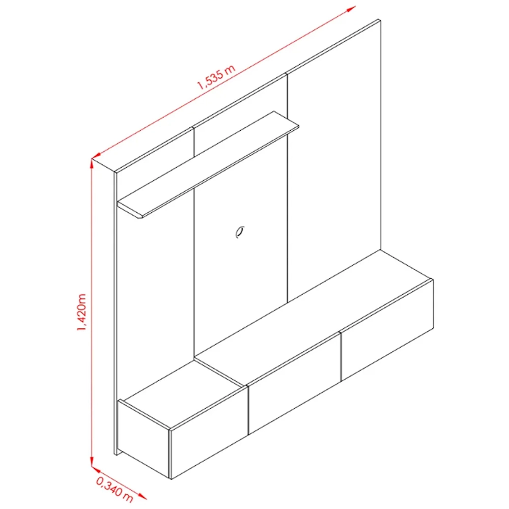 Painel Astro para Tv Até 65 Polegadas 3 Portas Madetec - Imagem 2