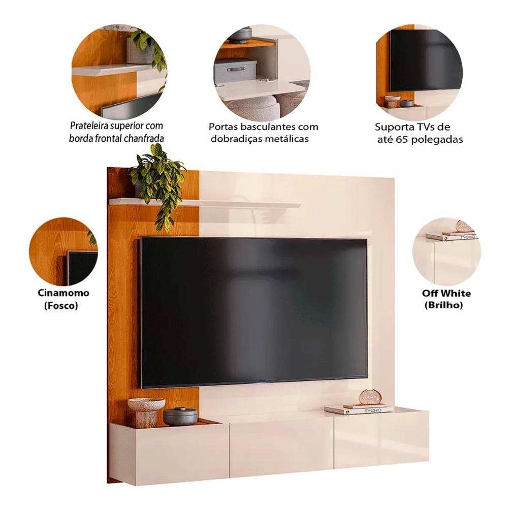 Painel Astro para Tv Até 65 Polegadas 3 Portas Madetec - Imagem 4