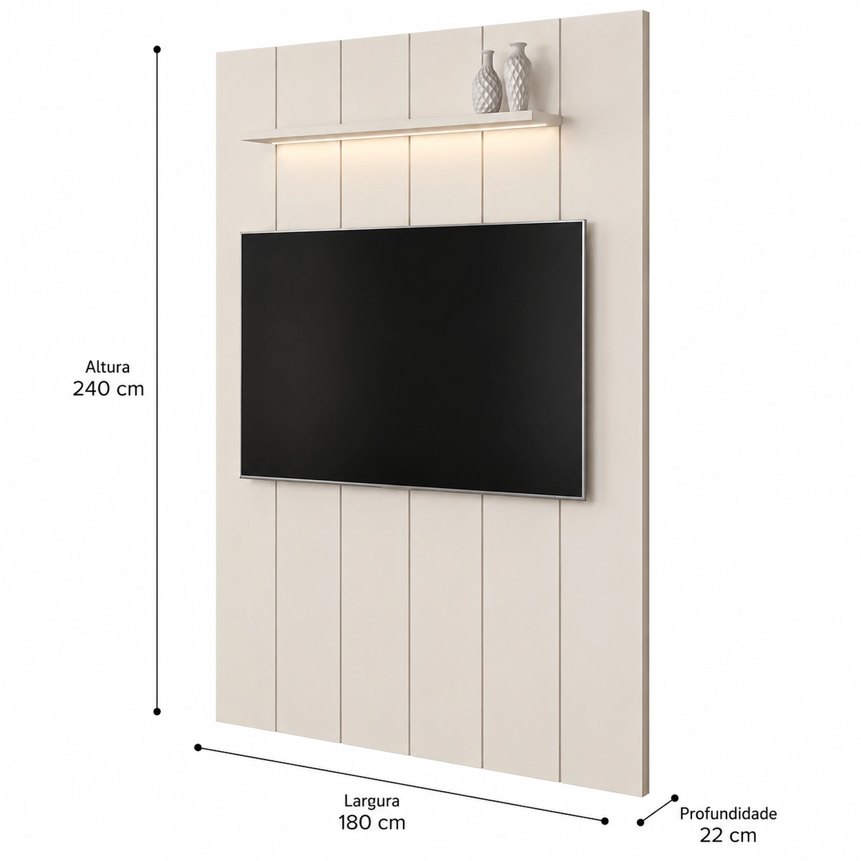 Painel Lumi 180cm com Led para Tv Até 65 Polegadas Ripado Edn - Imagem 2