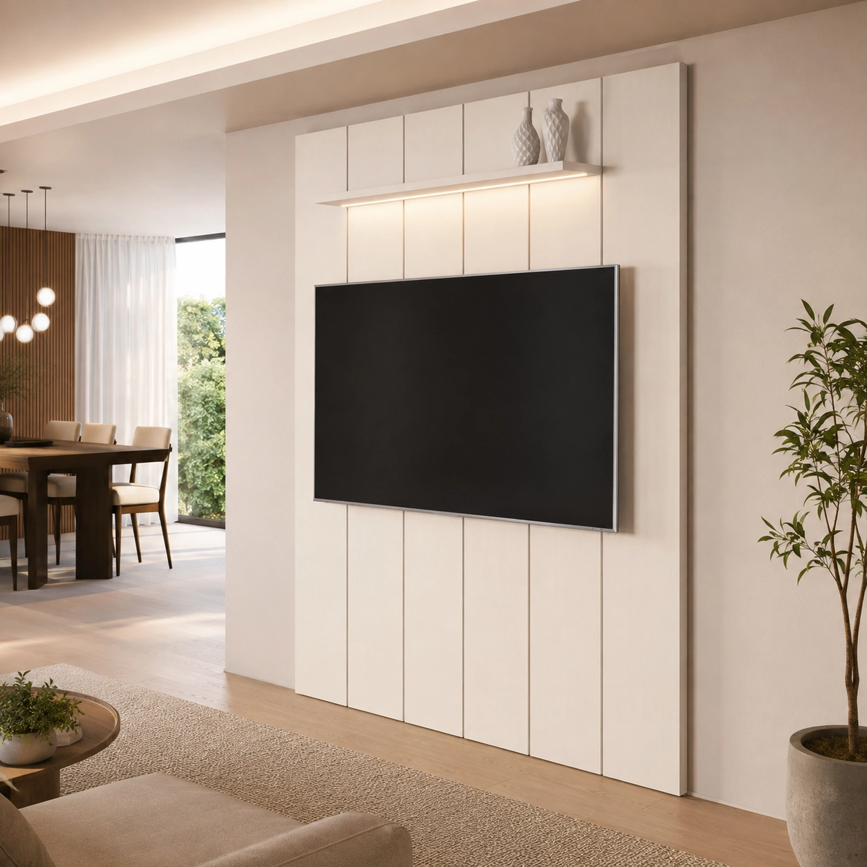 Painel Lumi 180cm com Led para Tv Até 65 Polegadas Ripado Edn - Imagem 3