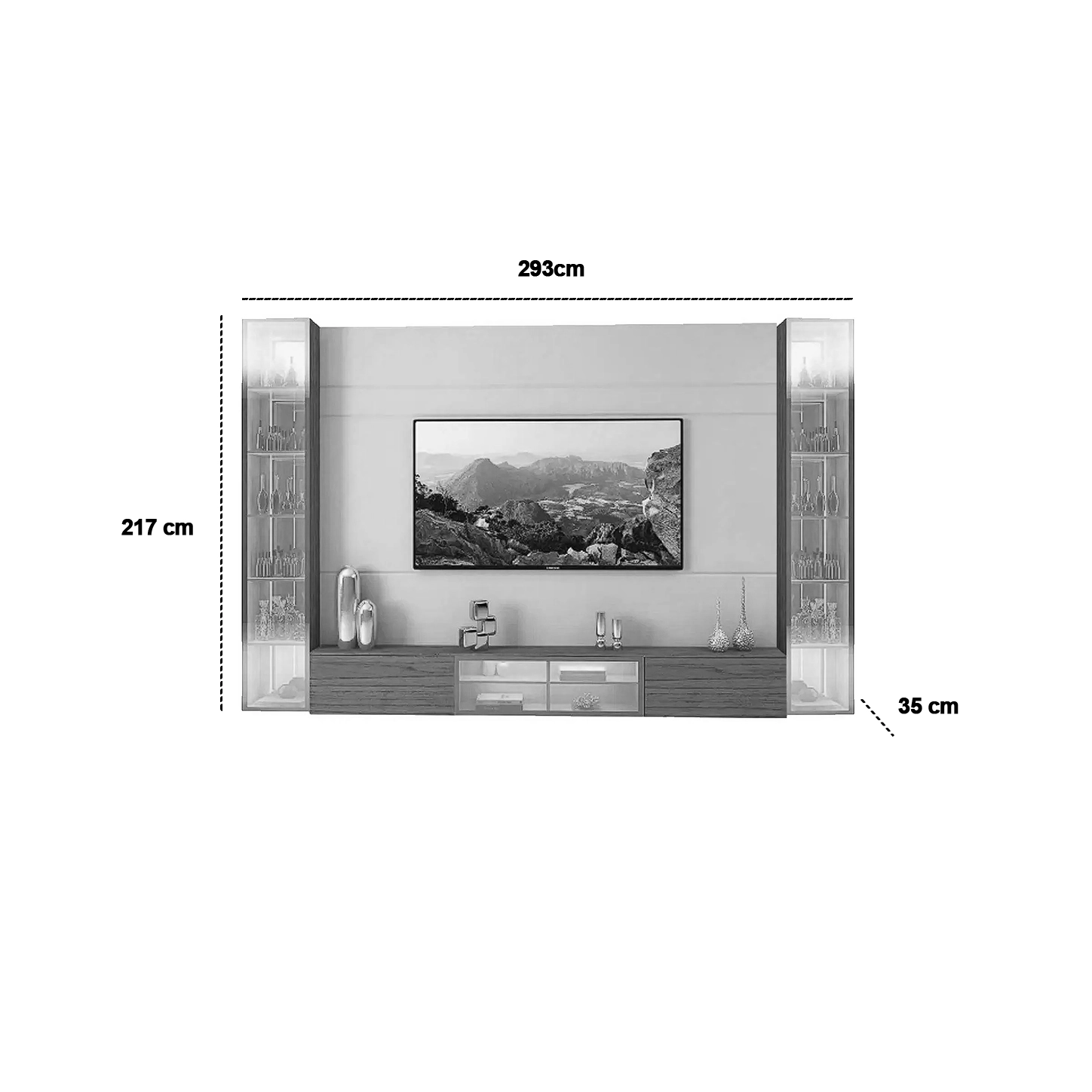 Painel Luminare com 2 Torres para Tv Até 85 Polegadas com Led 5 Portas Gelius - Imagem 2