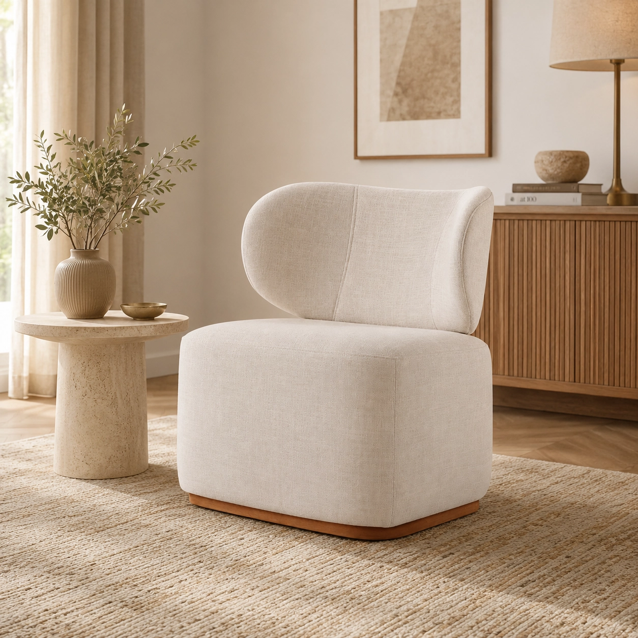 Poltrona Decorativa Sun em Linho Prensar - Imagem 3
