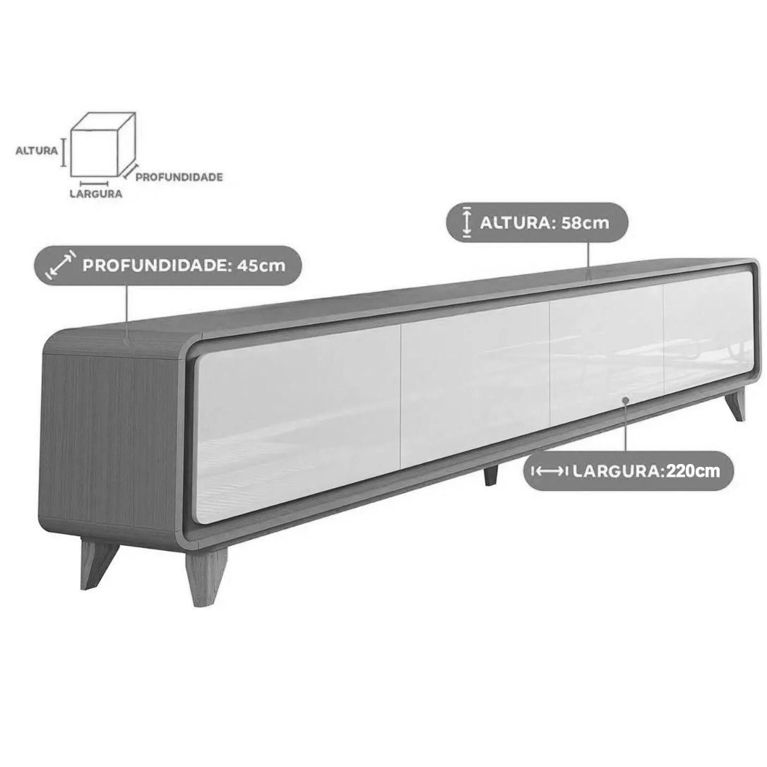 Rack Liv 220cm para Tv Até 75 Polegadas 4 Portas Edn - Imagem 2