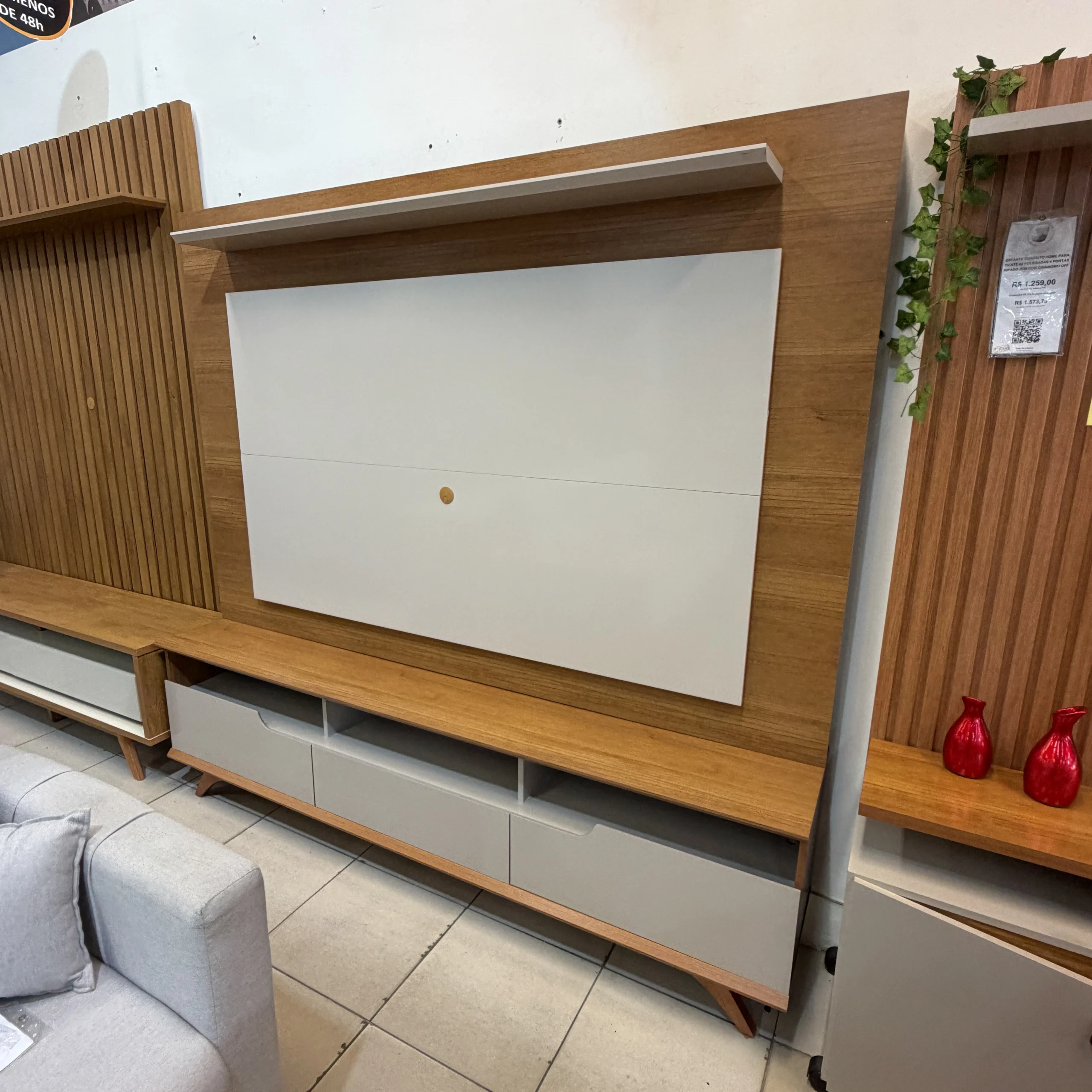 Rack com Painel Diplomata Sem Led para Tv Até 60 Polegadas 3 Portas Valdemoveis - Imagem 3