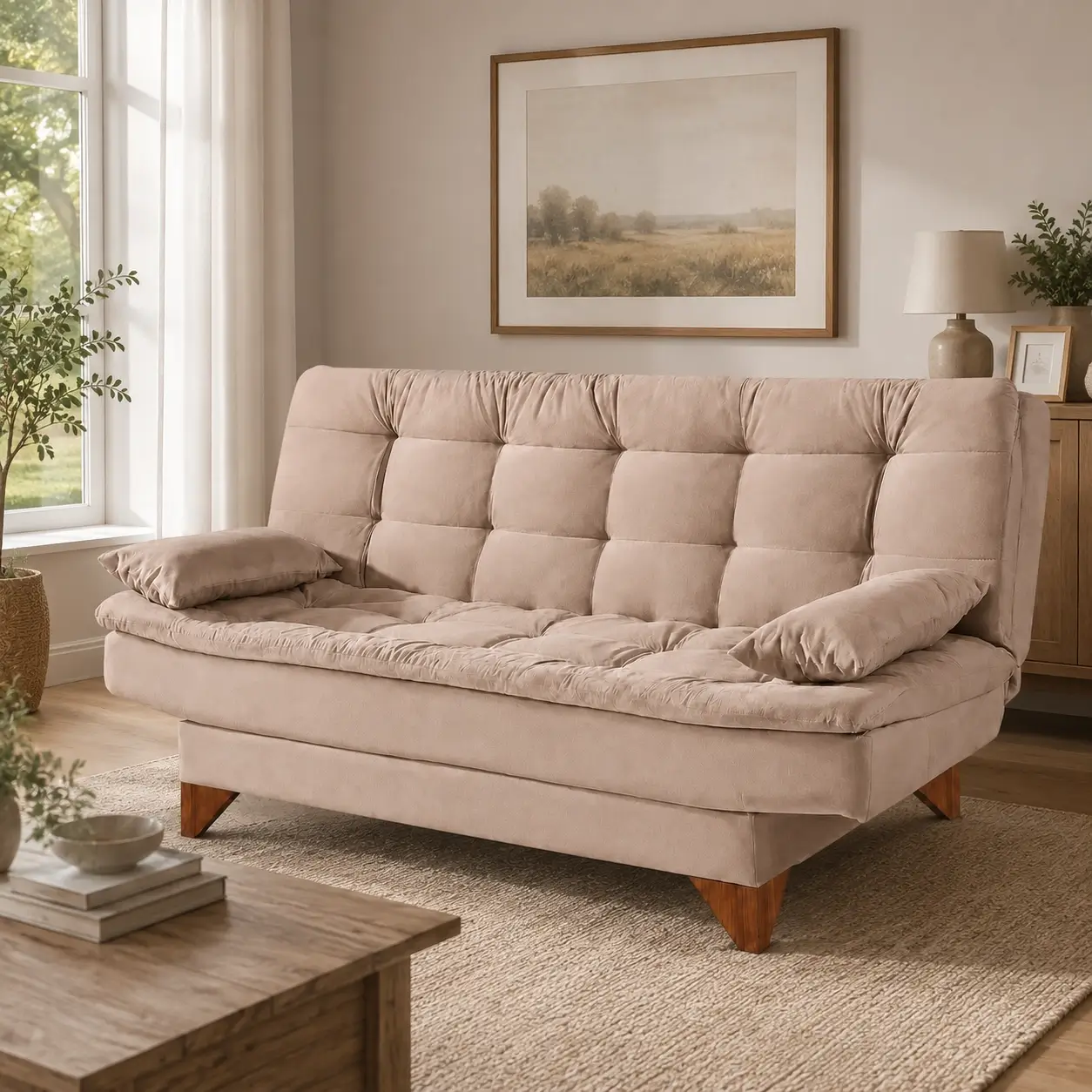 Sofá Cama Agatha Plus Casal 3 Lugares com Encosto Reclinável Aifos - Imagem 3