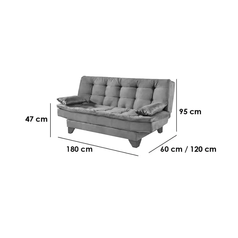 Sofá Cama Agatha Plus Casal 3 Lugares com Encosto Reclinável Aifos - Imagem 2