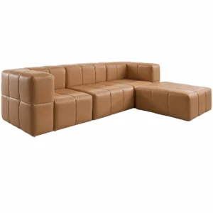 Sofá Modular Box em Couro Ecológico 4 Peças 4 Lugares Prensar