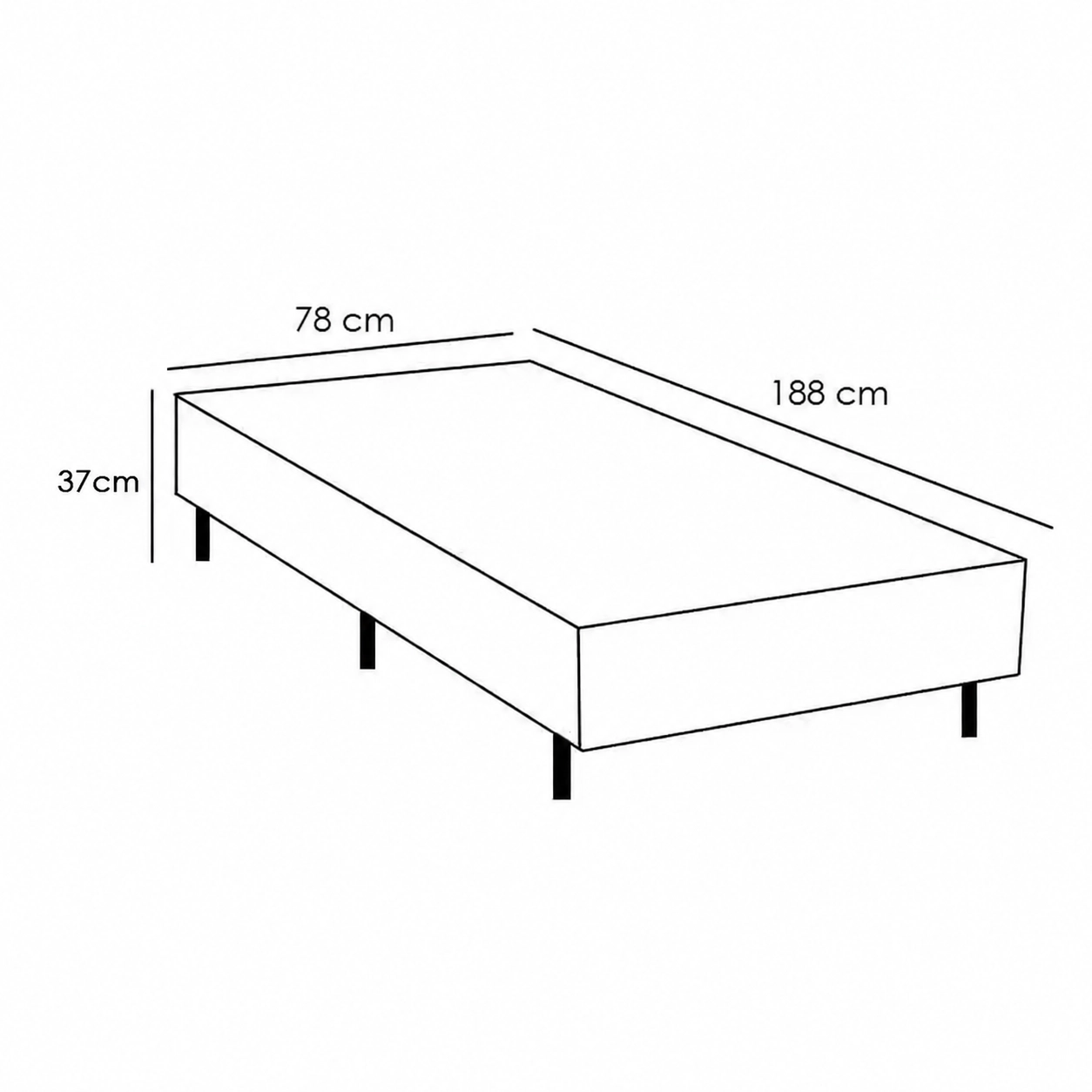 Base Box Universal Solteiro em Corino 37x188x78cm Alto Nivel - Imagem 2
