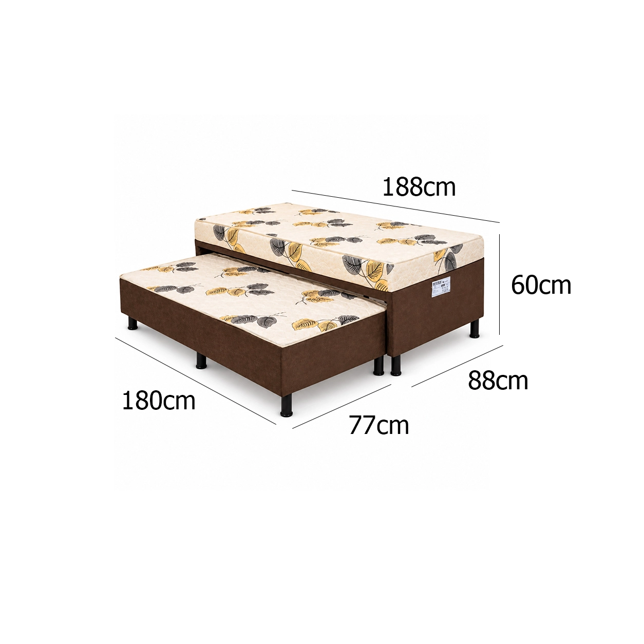 Bicama Box Sonho Bom Solteiro Ortopédica 88x188x60cm Nosso Sonho - Imagem 2