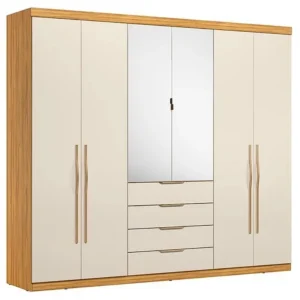 Guarda Roupa Giardino Casal com Espelho 6 Portas 4 Gavetas Demobile