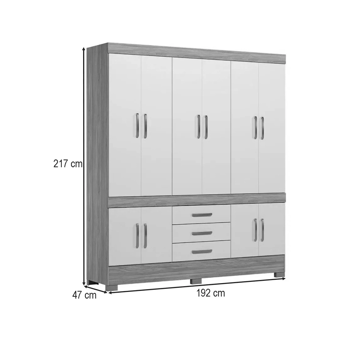 Guarda Roupa New Murano Casal Sem Espelho 10 Portas 3 Gavetas Demobile - Imagem 2