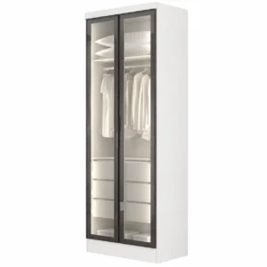 Guarda Roupa Rizon Módulo 2 Portas Reflecta Sem Led 3 Gavetas Novo Horizonte