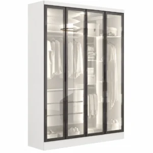 Guarda Roupa Rizon Módulo 4 Portas Reflecta Sem Led 3 Gavetas Novo Horizonte