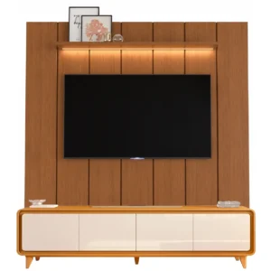 Rack Liv com Painel Lumi 220cm com Led para Tv Até 75 Polegadas Ripado 4 Portas Edn