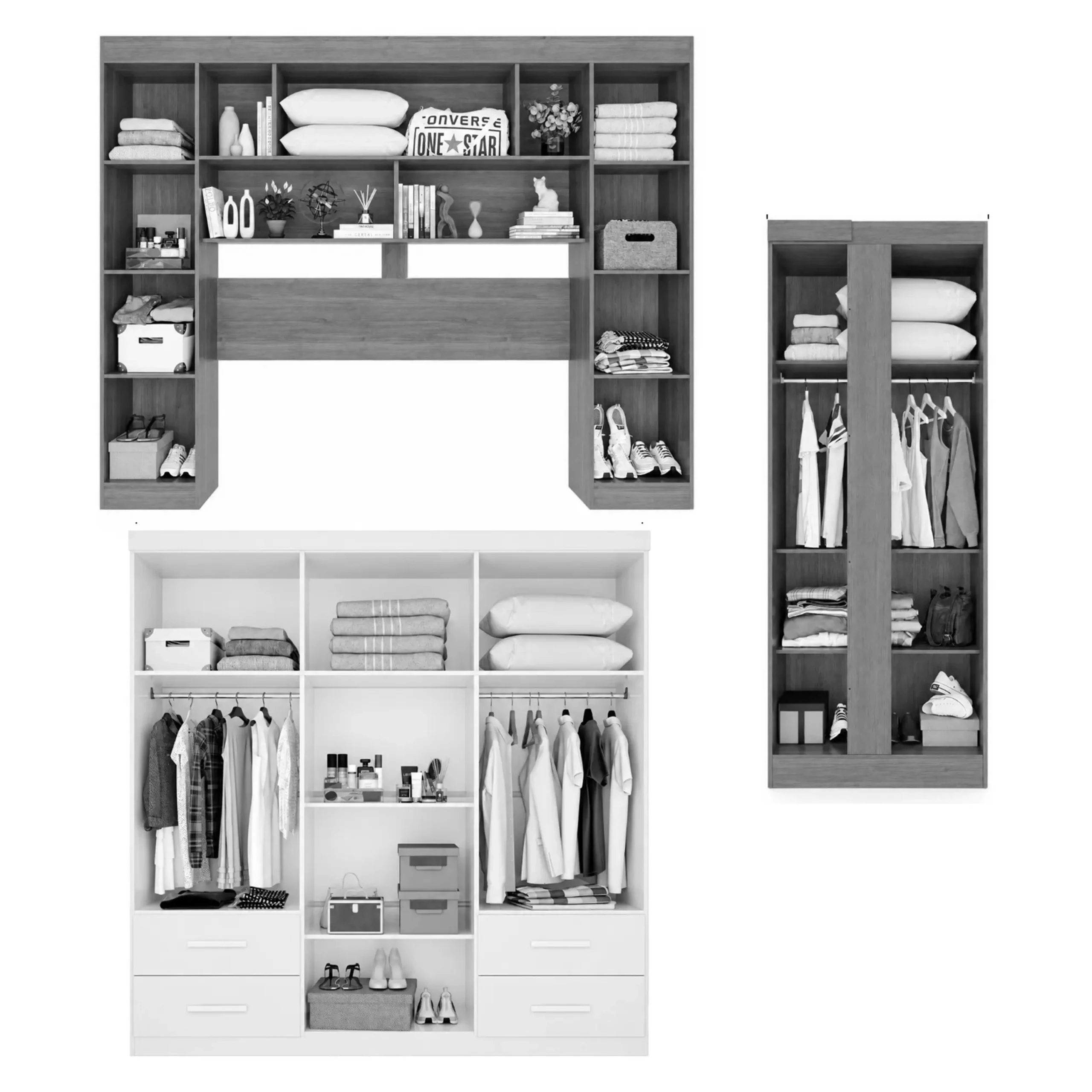 Guarda Roupa Modulado Apolo Texas Fortaleza Premium Sem Espelho e Pés Casal 11 Portas 4 Gavetas Salleto - Imagem 3