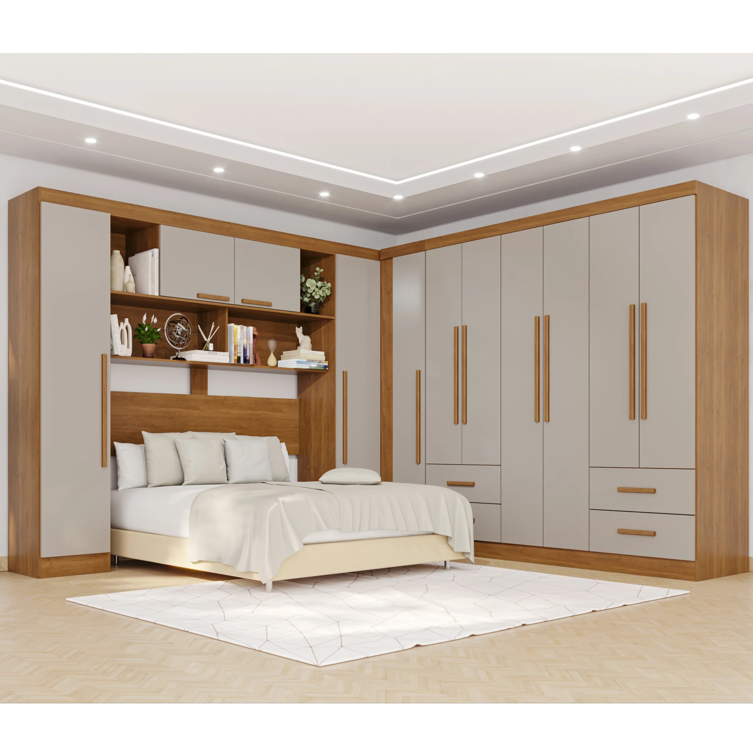 Guarda Roupa Modulado Apolo Texas Fortaleza Premium Sem Espelho e Pés Casal 11 Portas 4 Gavetas Salleto - Imagem 4