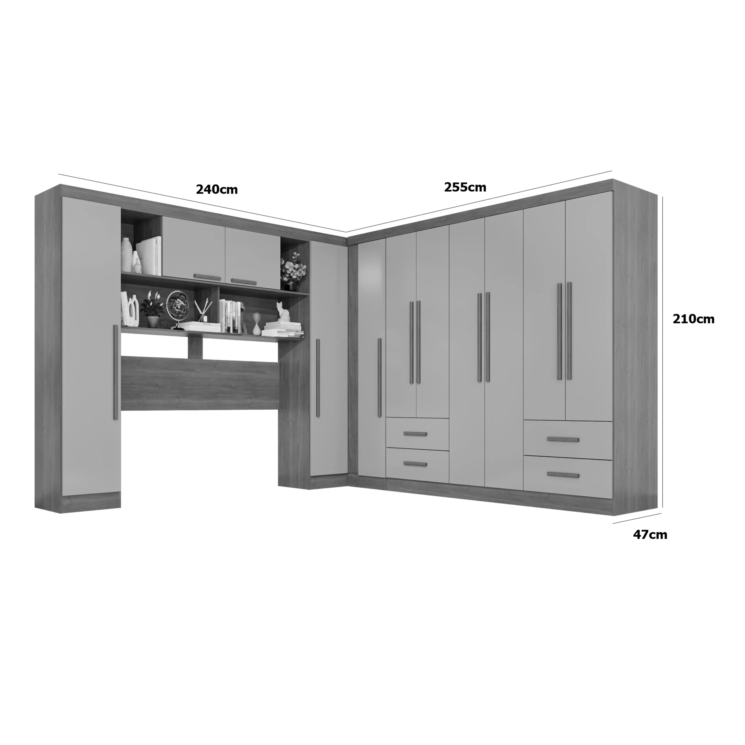 Guarda Roupa Modulado Apolo Texas Fortaleza Premium Sem Espelho e Pés Casal 11 Portas 4 Gavetas Salleto - Imagem 2