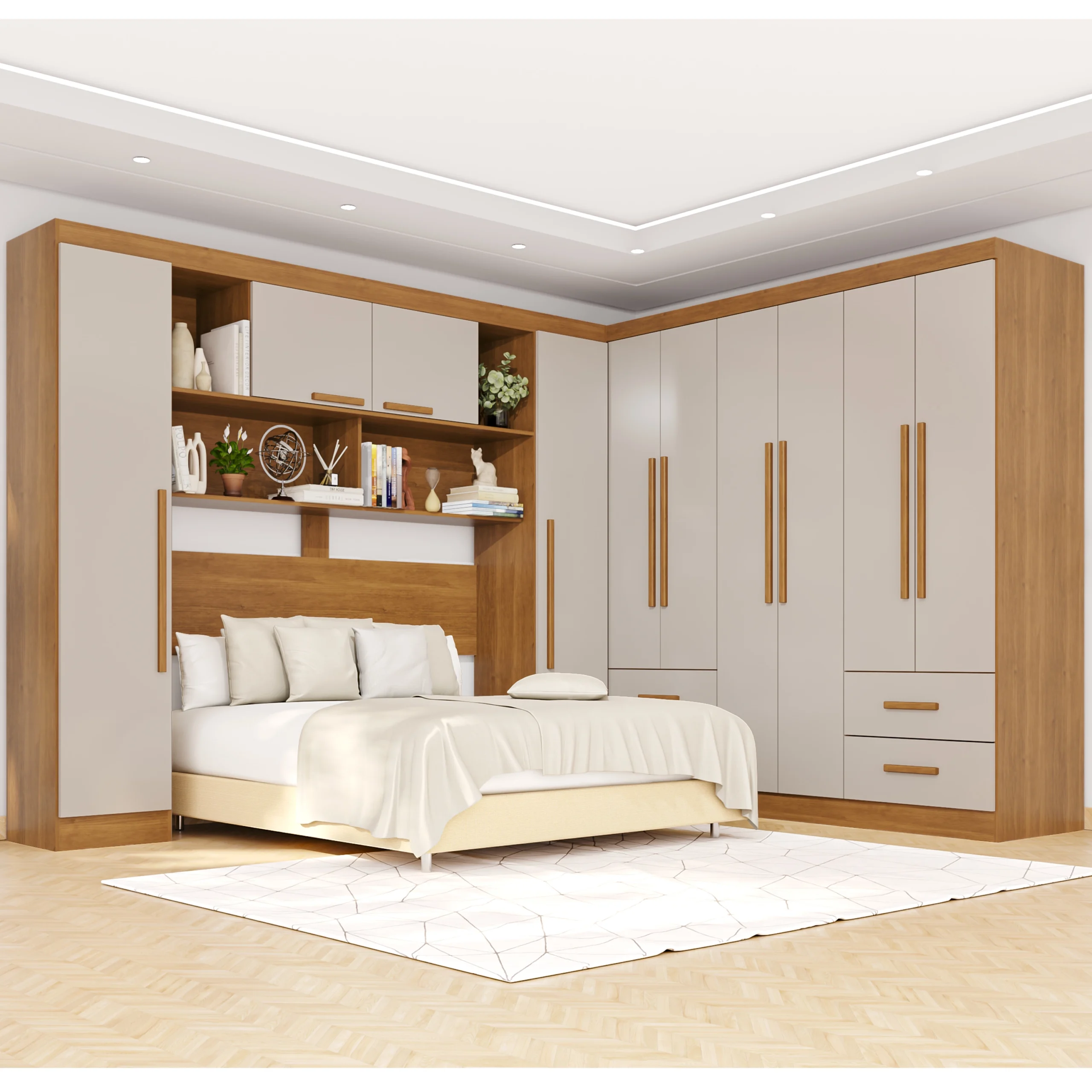 Guarda Roupa Modulado Apolo Texas Premium Sem Espelho e Pés Casal 10 Portas 4 Gavetas Salleto - Imagem 4