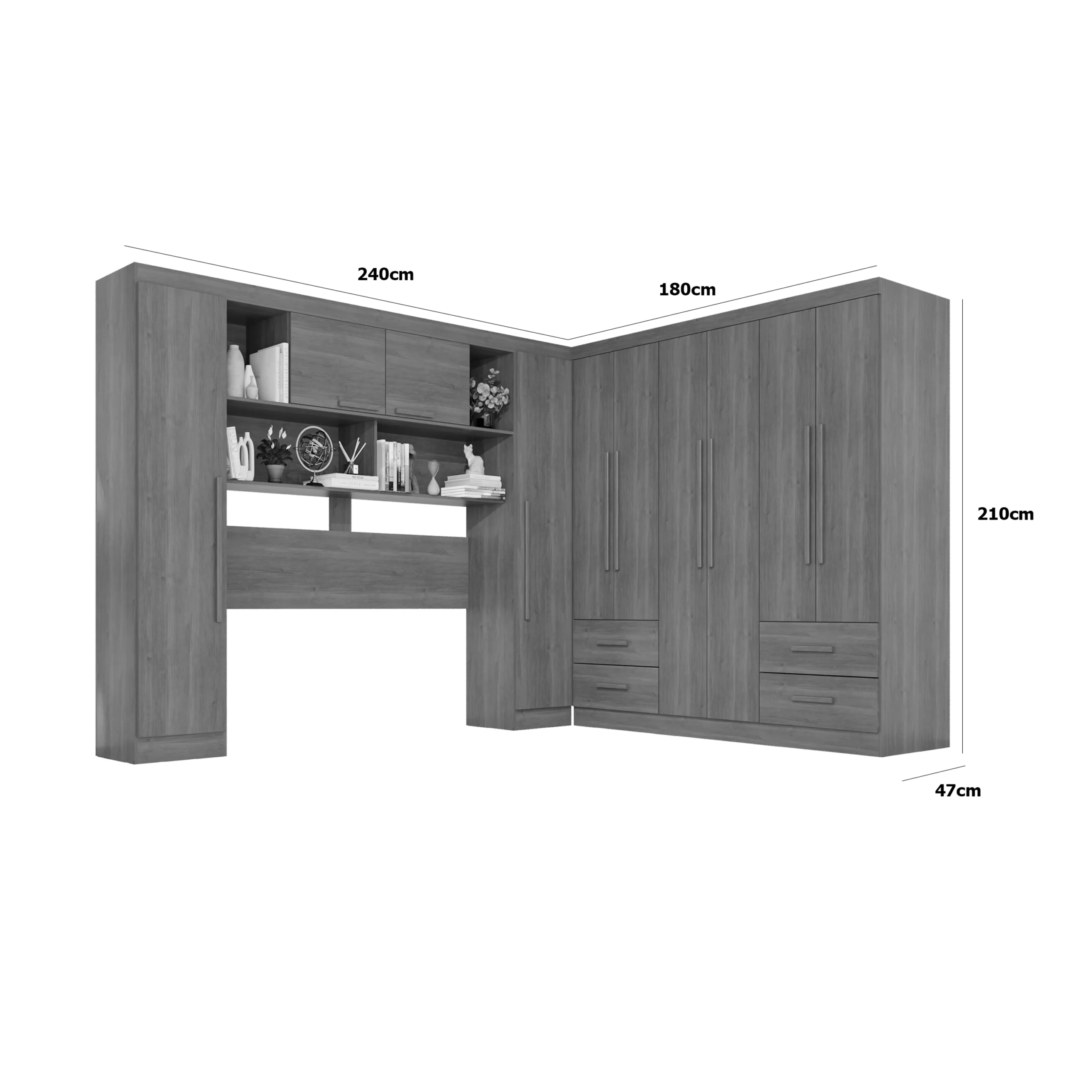 Guarda Roupa Modulado Apolo Texas Premium Sem Espelho e Pés Casal 10 Portas 4 Gavetas Salleto - Imagem 2
