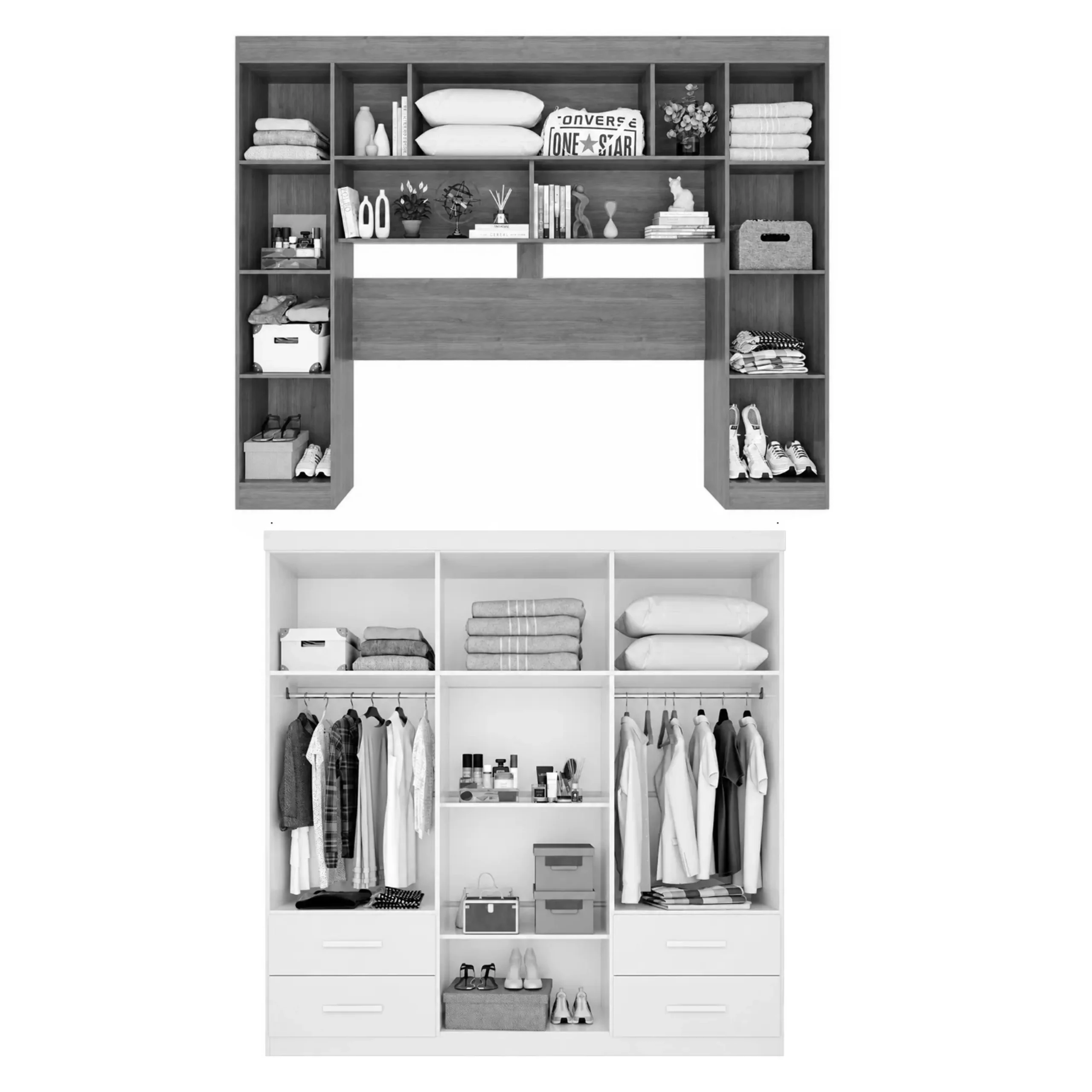 Guarda Roupa Modulado Apolo Texas Premium Sem Espelho e Pés Casal 10 Portas 4 Gavetas Salleto - Imagem 3