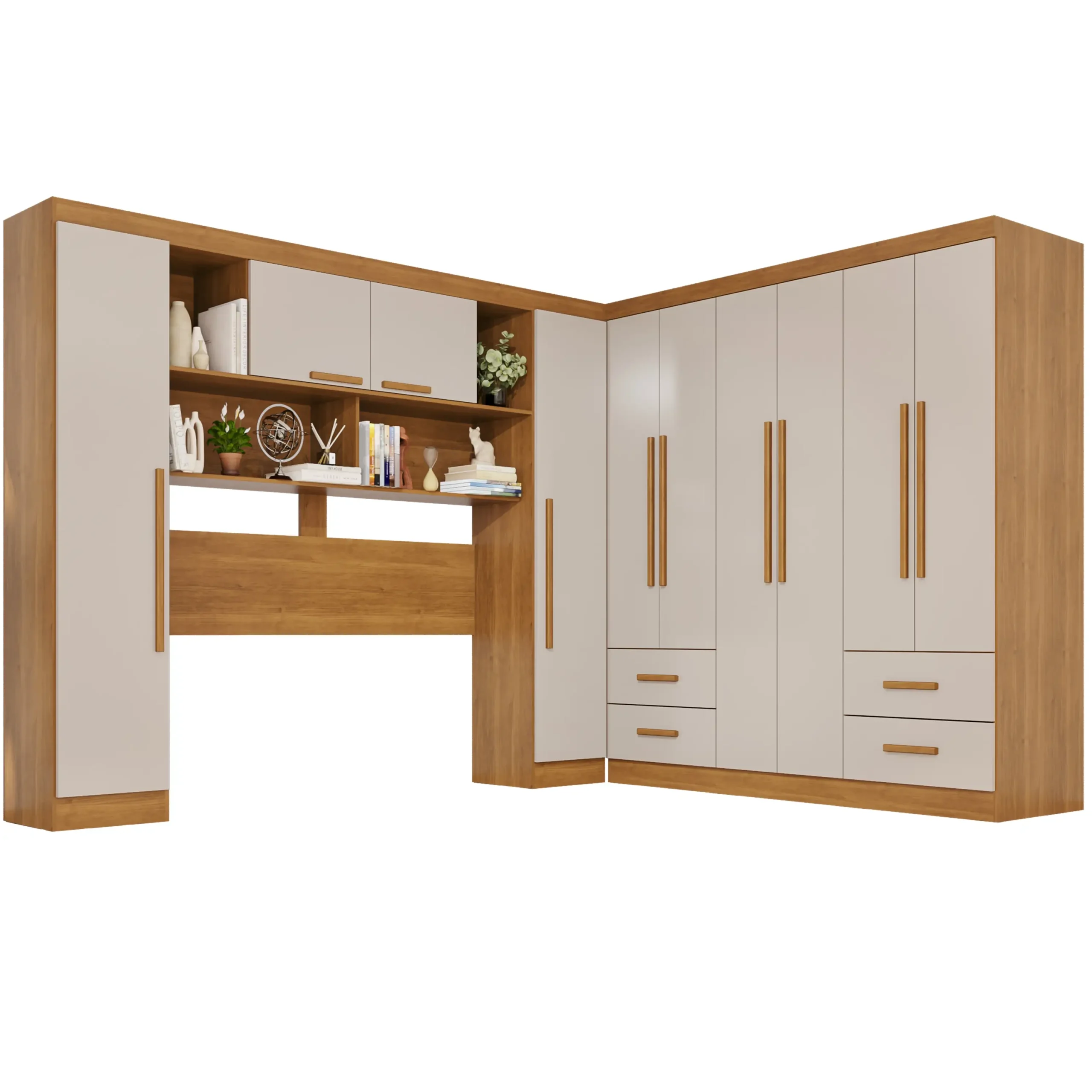 Guarda Roupa Modulado Apolo Texas Premium Sem Espelho e Pés Casal 10 Portas 4 Gavetas Salleto