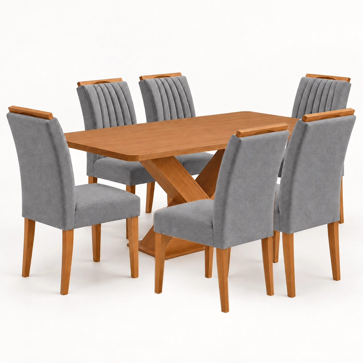 Mesa de Jantar Amora 160x90cm Sem Vidro com 6 Cadeiras Marselha em Veludo Estofadas Kappesberg - Imagem 4