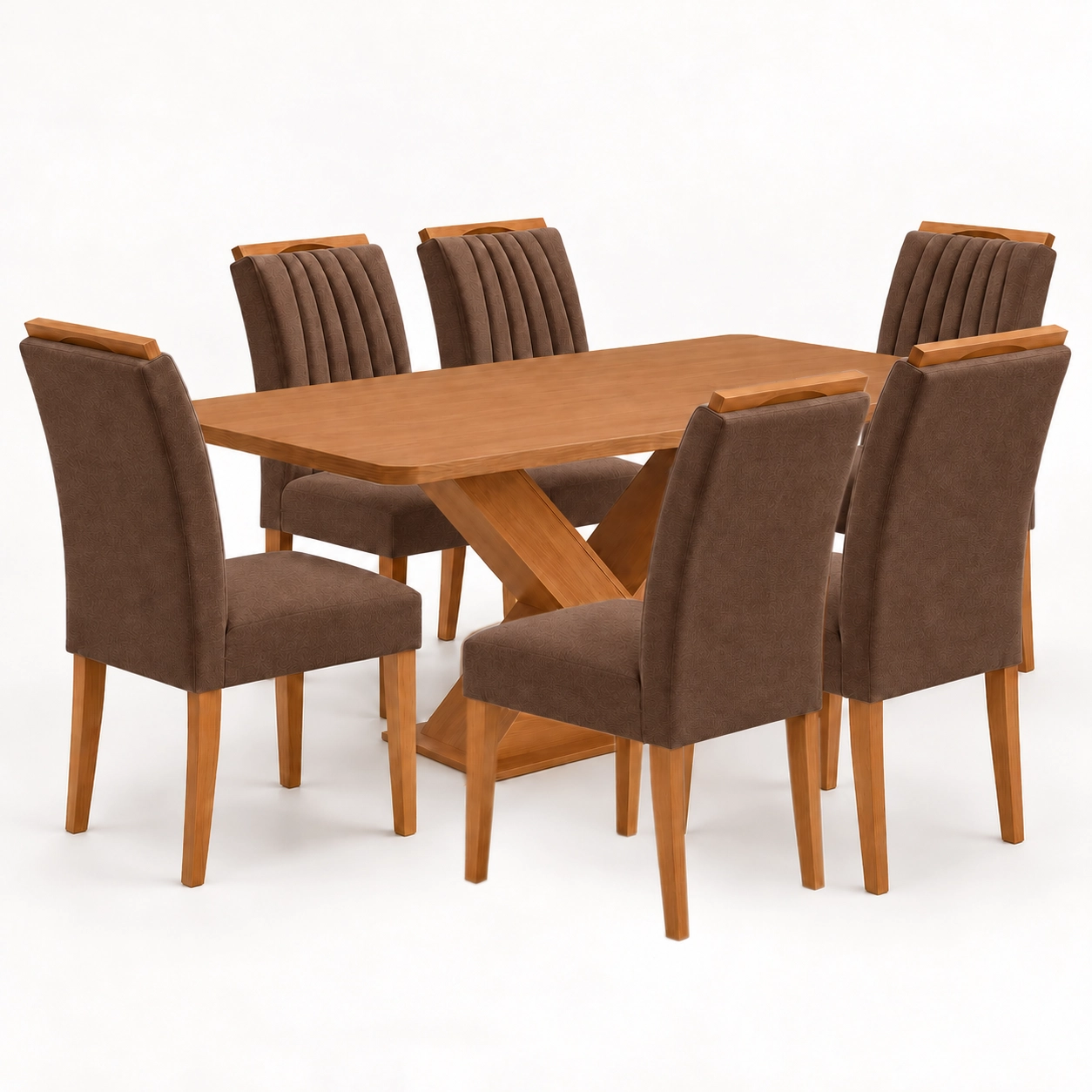 Mesa de Jantar Amora 160x90cm Sem Vidro com 6 Cadeiras Marselha em Veludo Estofadas Kappesberg - Imagem 5