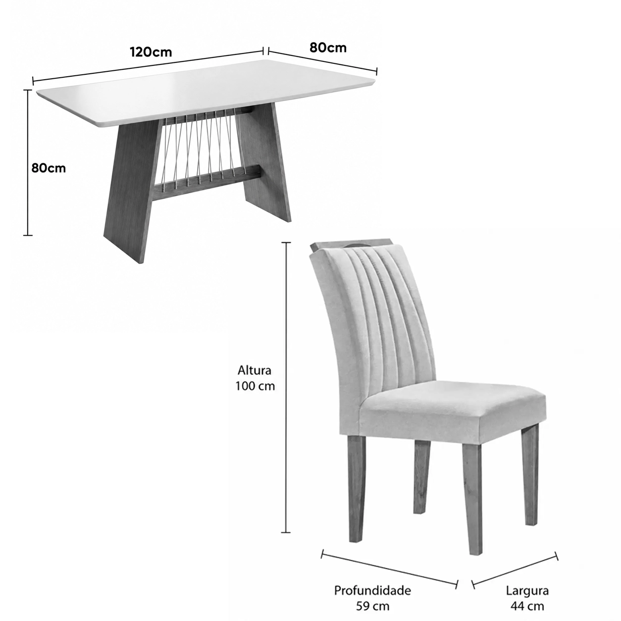 Mesa de Jantar Damiana 120x80cm com Vidro com 4 Cadeiras Marselha em Veludo Estofadas Kappesberg - Imagem 2