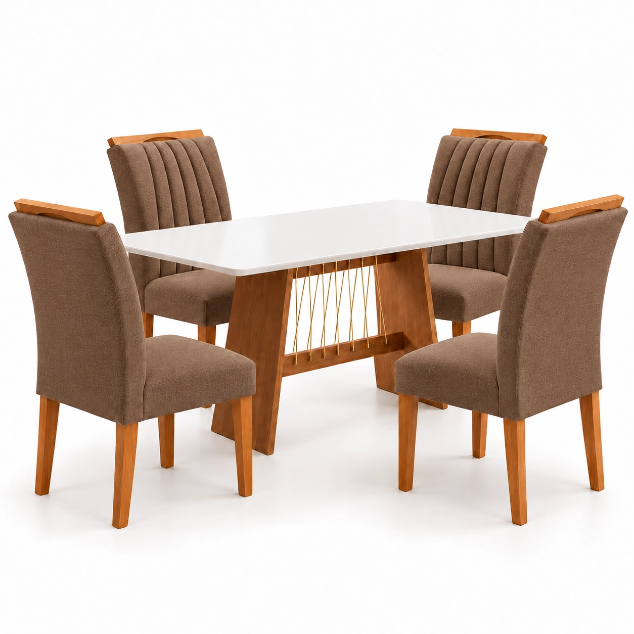 Mesa de Jantar Damiana 120x80cm com Vidro com 4 Cadeiras Marselha em Veludo Estofadas Kappesberg - Imagem 5