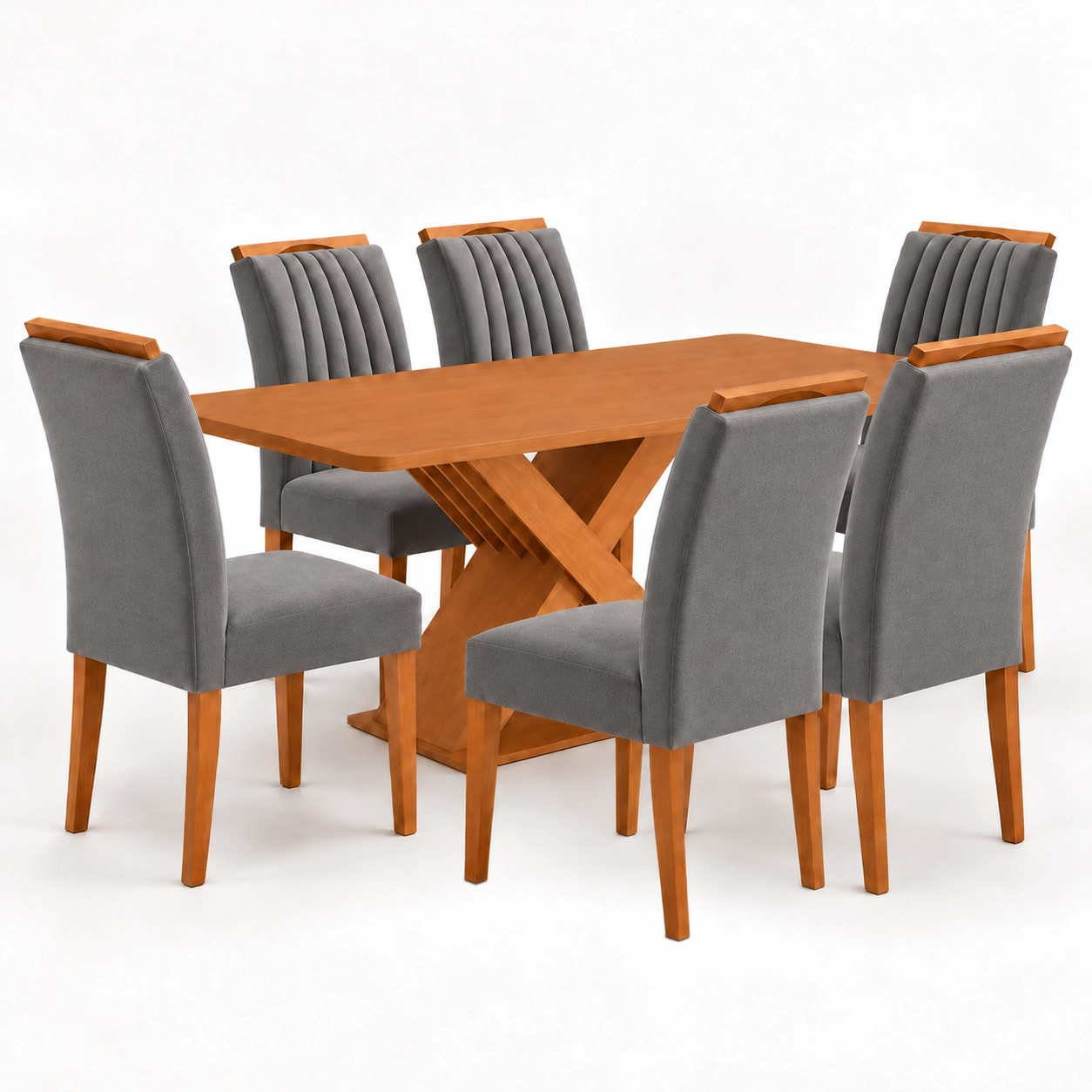 Mesa de Jantar Graviola 160x90cm Sem Vidro com 6 Cadeiras Marselha em Veludo Estofadas Kappesberg - Imagem 4