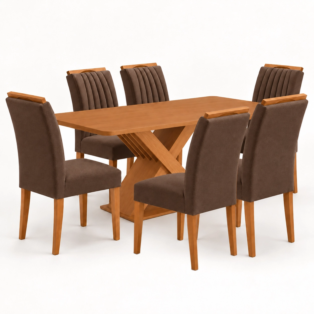 Mesa de Jantar Graviola 160x90cm Sem Vidro com 6 Cadeiras Marselha em Veludo Estofadas Kappesberg - Imagem 5