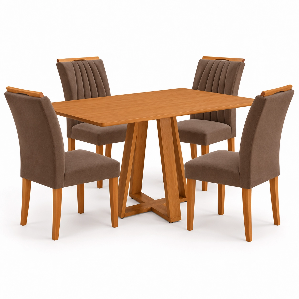 Mesa de Jantar Pilar 120x80cm Sem Vidro com 4 Cadeiras Marselha em Veludo Estofadas Kappesberg - Imagem 5