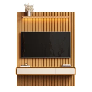 Painel Trevi 190cm para Tv Até 75 Polegadas Ripado com Led e 3 Gavetas Edn