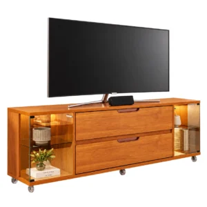 Rack Orion para Tv Até 70 Polegadas 2 Portas em Vidro Reflecta com Led e 2 Gavetas Jcm