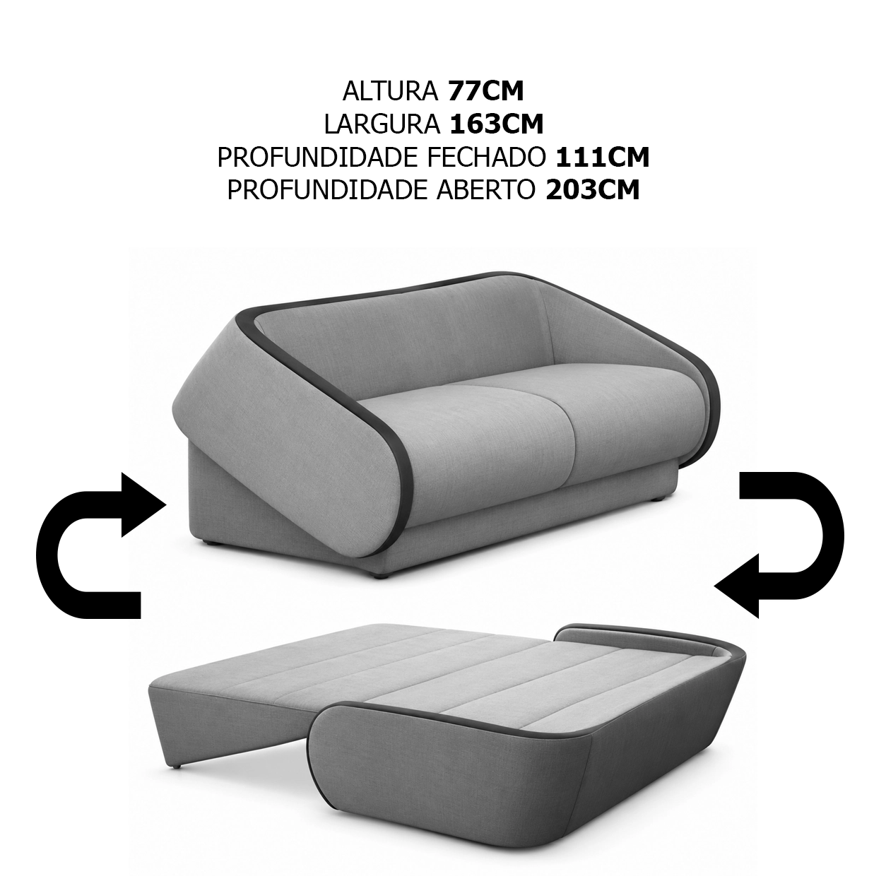 Sofá Cama Multy 2 Lugares em Linho 163cm Gralha Azul - Imagem 2